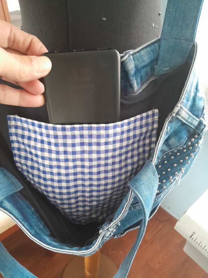 Mavi kot  Kadın kol Çantası - Görsel 4