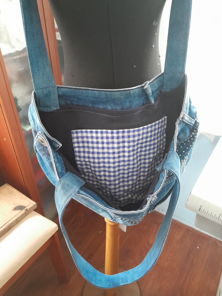 Mavi kot  Kadın kol Çantası - Görsel 3