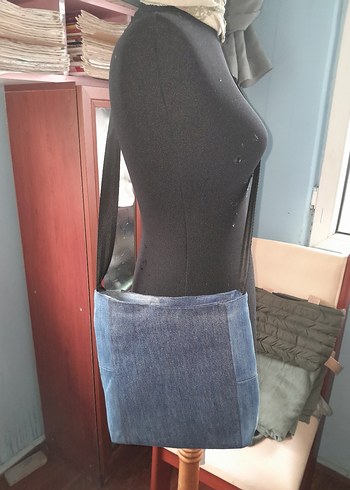 Kot Kumaşlı Fermuarlı Kadın Çanta - Görsel 2