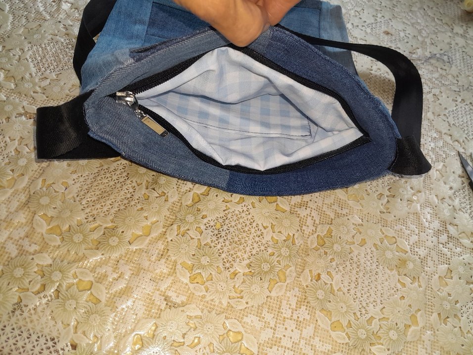 Kot Kumaşlı Fermuarlı Kadın Çanta - Görsel 3