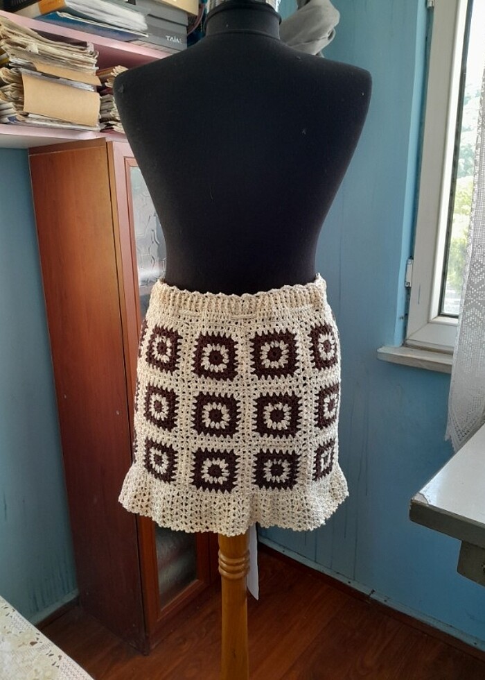 Motifli Örgü mini etek - Görsel 2