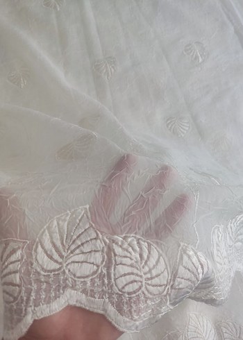 Zara Home İşlemeli krem Parlak perde