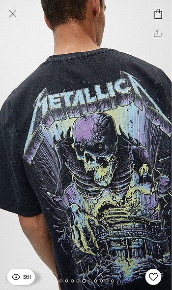 l Beden siyah Renk Metallica Sırt Baskılı Tshirt