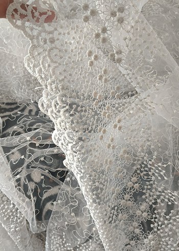 Bohem İşlemeli Gri Tül Perde - Görsel 3