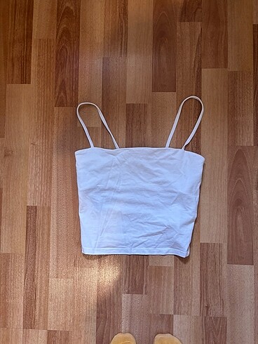 Crop askılı beyaz
