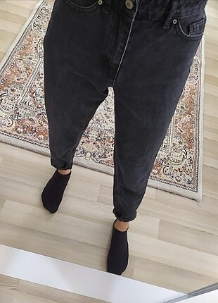 Kendinden solma siyah mom jean