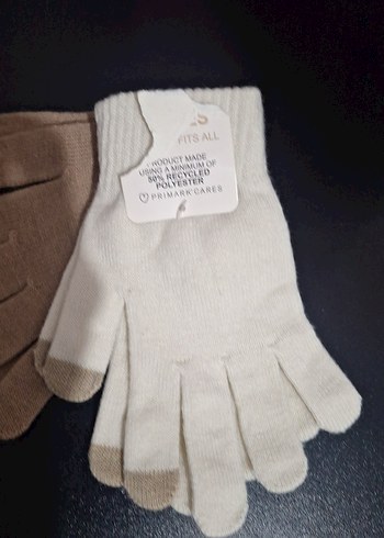 Kadın Bej ve Gri Örgü Eldivenler - Görsel 2