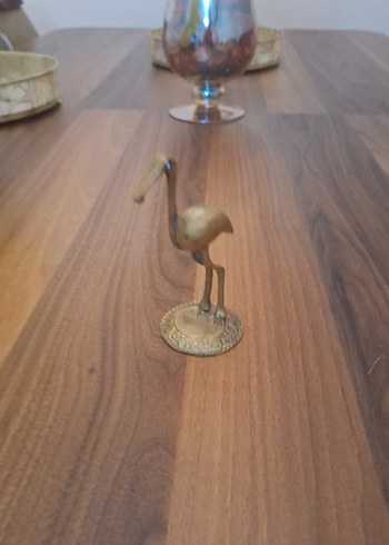 VİNTAGE PİRİNÇ KUŞ FİGÜRÜ - Görsel 3