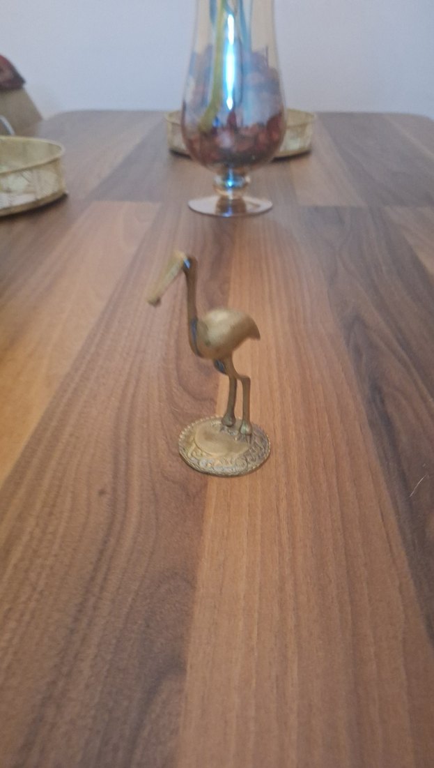 VİNTAGE PİRİNÇ  KUŞ FİGÜRÜ - Görsel 3