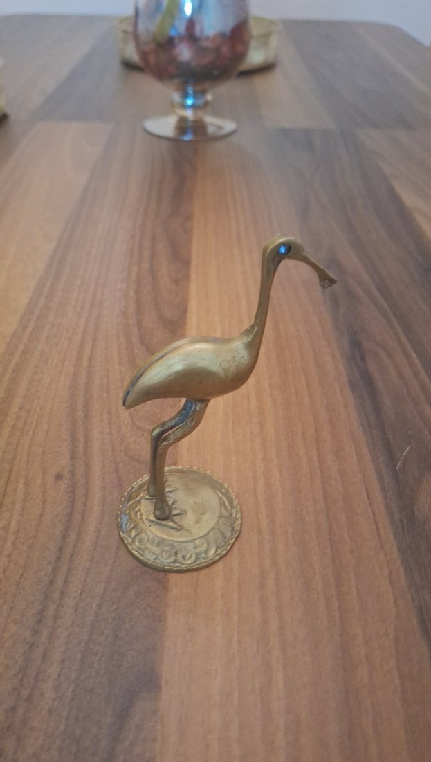 VİNTAGE PİRİNÇ  KUŞ FİGÜRÜ - Görsel 2