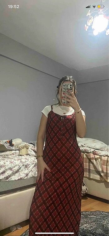 Bershka Kırmızı uzun elbise