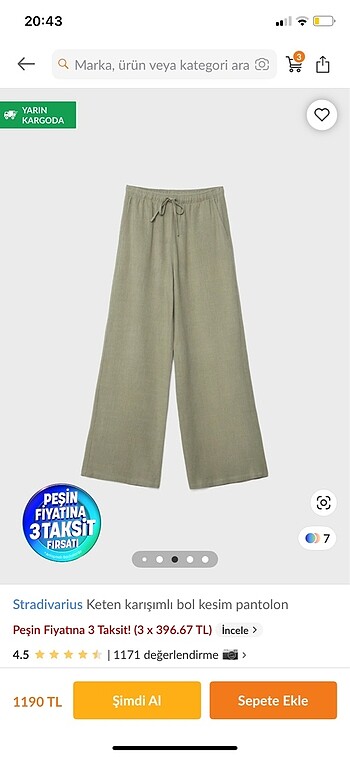 s Beden Yeşil stradivarius pantolon
