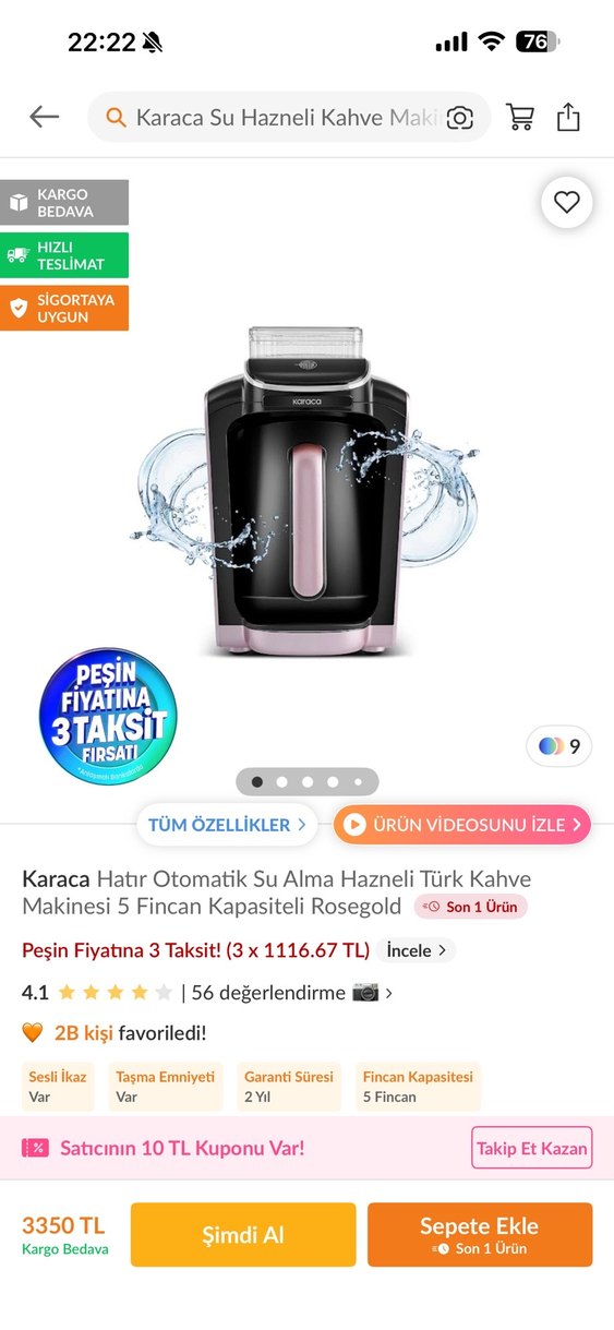 Karaca Siyah Kahve Makinesi - Görsel 5