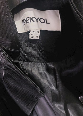 Kadın Siyah Deri Kemerli Uzun Ceket - Görsel 4