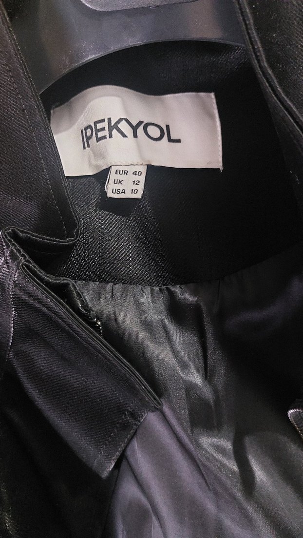 Kadın Siyah Deri Kemerli Uzun Ceket - Görsel 4