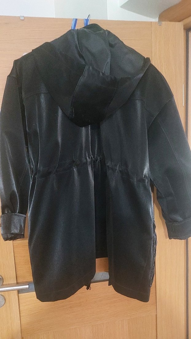 Kadın Siyah Deri Kemerli Uzun Ceket - Görsel 2