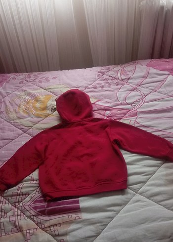 Kız Çocuk Kapüşonlu Fermuarlı Pembe Ceket - Görsel 2