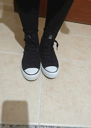 Benetton Siyah Platform Topuklu Kadın Spor Ayakkabı - Görsel 9
