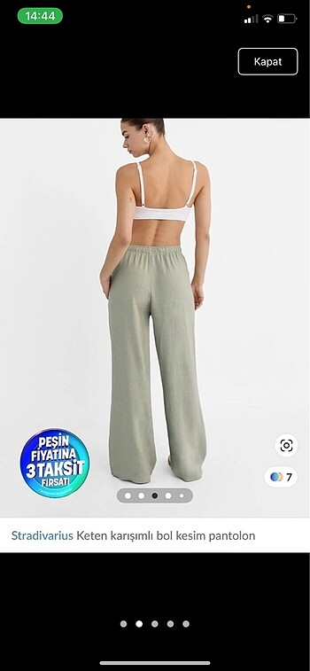 Stradivarius Yeşil keten pantolon stradivarius