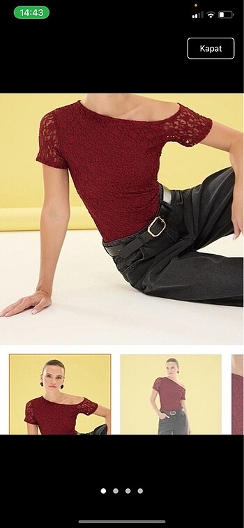 Bershka Bordo dantelli bluz