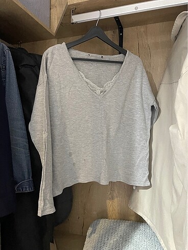 Dantel yakalı Oversize triko