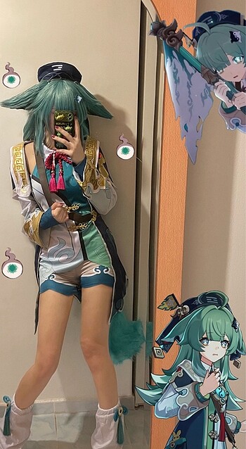 Diğer HuoHuo Fullset Cosplay Kostum + Peruk + Prop