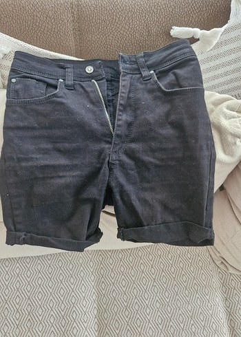 Mini Denim elastik siyah kot Şort