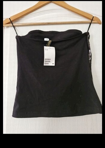 Siyah Payetli Straplez Mini Büstiyer - Görsel 2