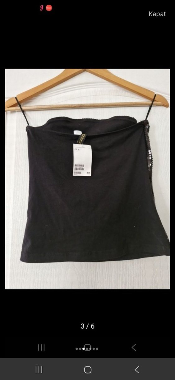 Siyah Payetli Straplez Mini Büstiyer - Görsel 2