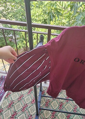 m Beden bordo Renk Bershka Kolları Desenli Bluz