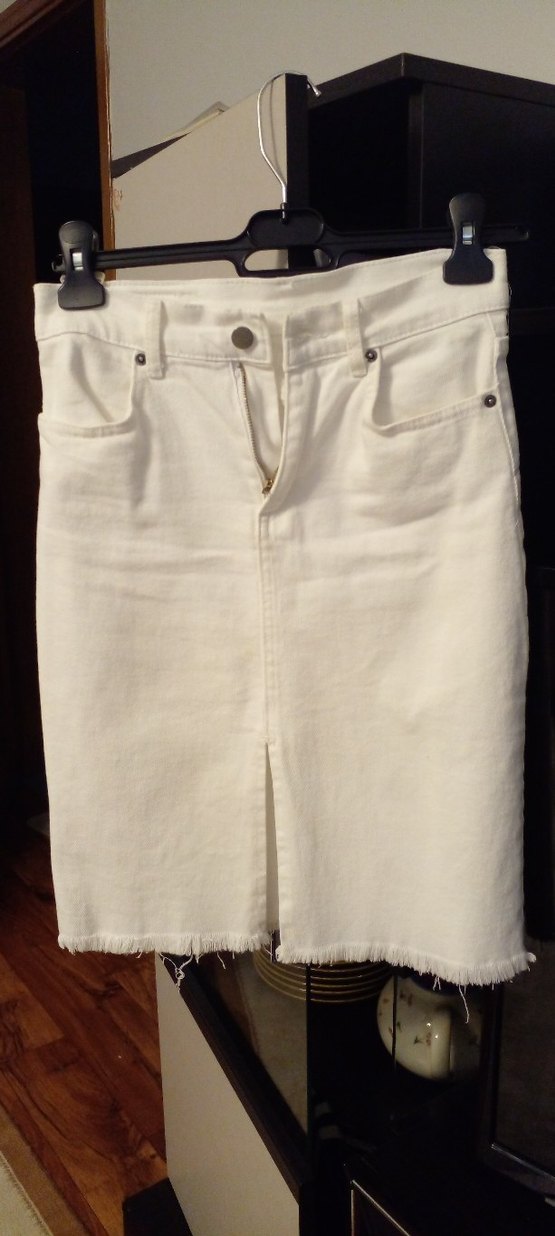 Beyaz Midi Hamile Kot Etek - Görsel 2