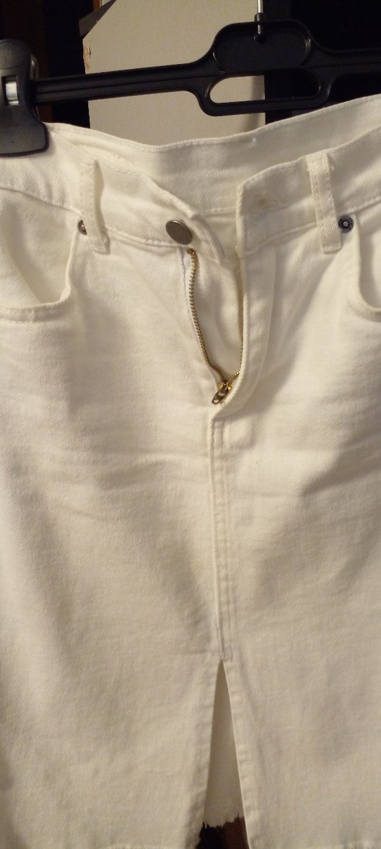 Beyaz Midi Hamile Kot Etek - Görsel 3