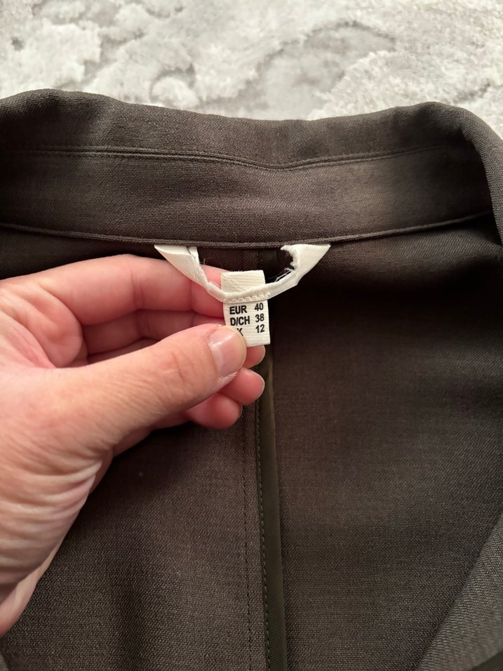 Düğmeli Kahverengi Keten Midi Ceket - Görsel 4