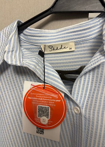 Gri Çizgili Pamuklu Kadın Gömlek - Görsel 7
