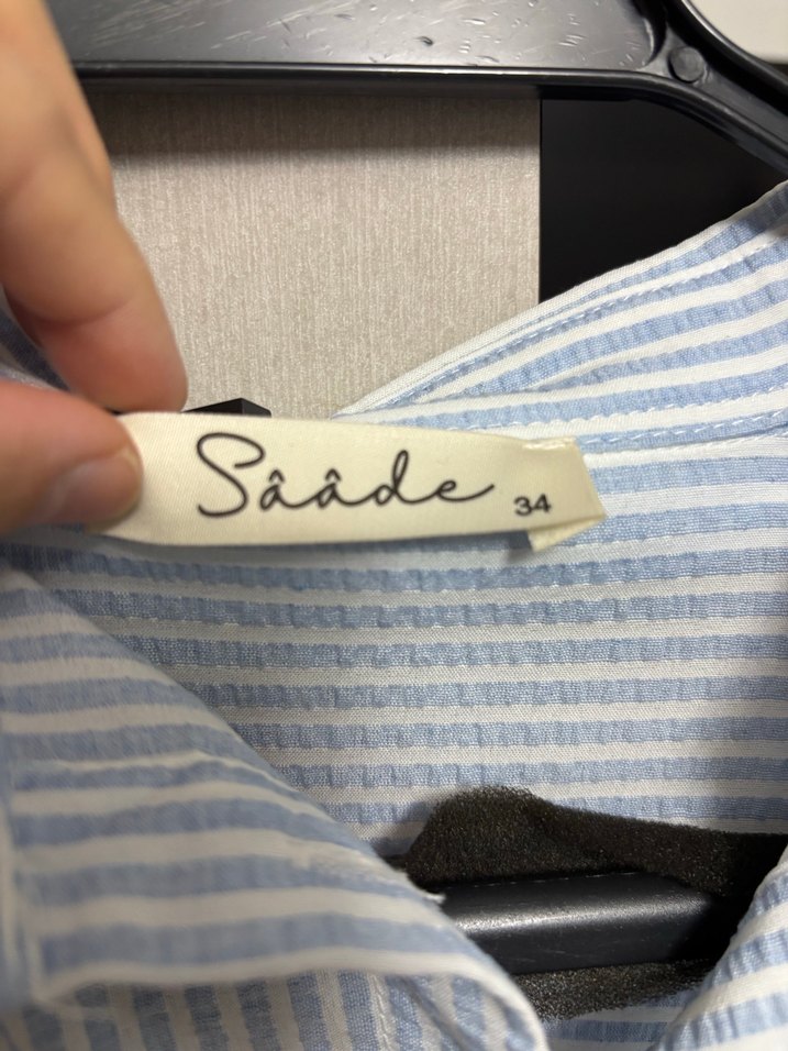 Gri Çizgili Pamuklu Kadın Gömlek - Görsel 5