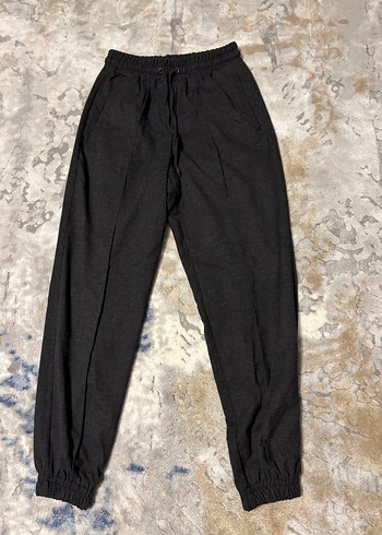 Gri Keten Rahat Kesim Kadın Pantolon - Görsel 7