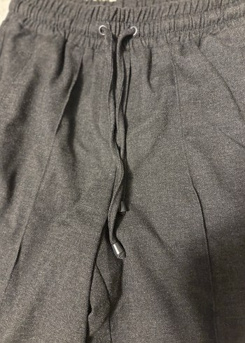 Gri Keten Rahat Kesim Kadın Pantolon - Görsel 4