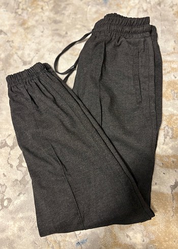 Gri Keten Rahat Kesim Kadın Pantolon - Görsel 2