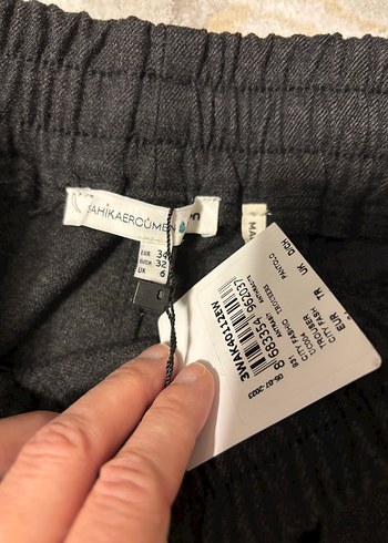 Gri Keten Rahat Kesim Kadın Pantolon - Görsel 3