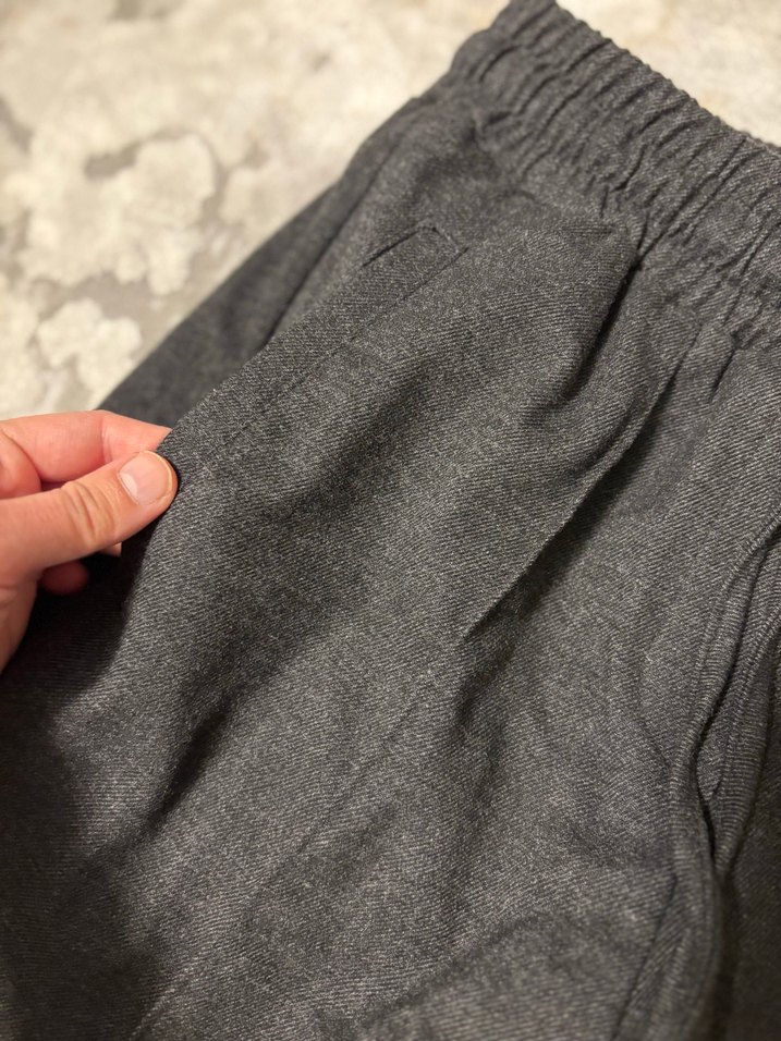 Gri Keten Rahat Kesim Kadın Pantolon - Görsel 5