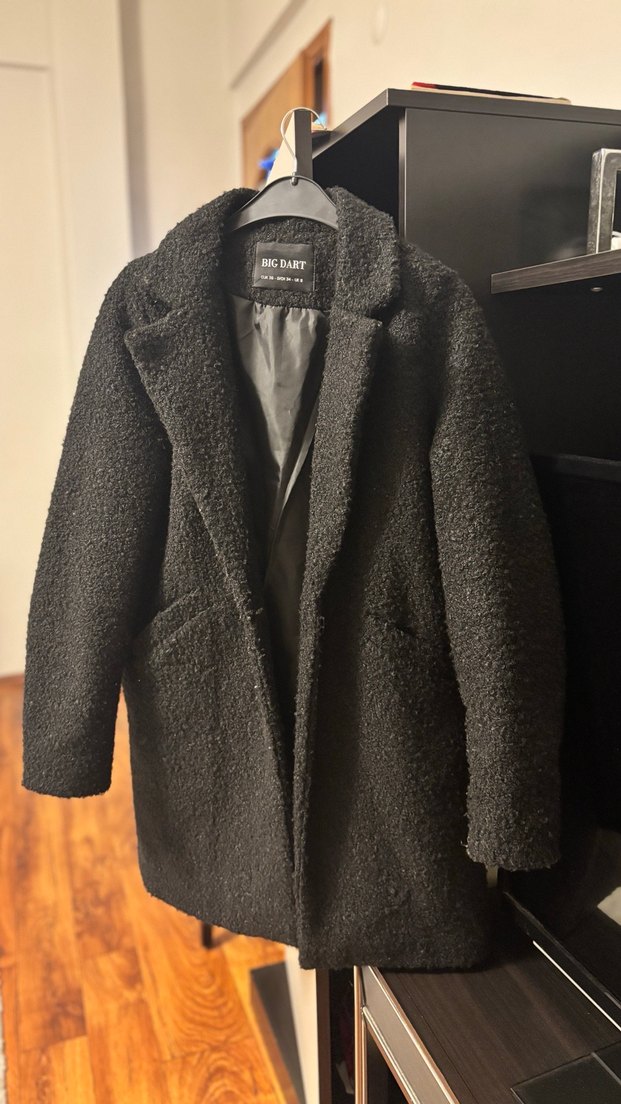 Kürklü Siyah Midi Kadın Kaban - Görsel 2