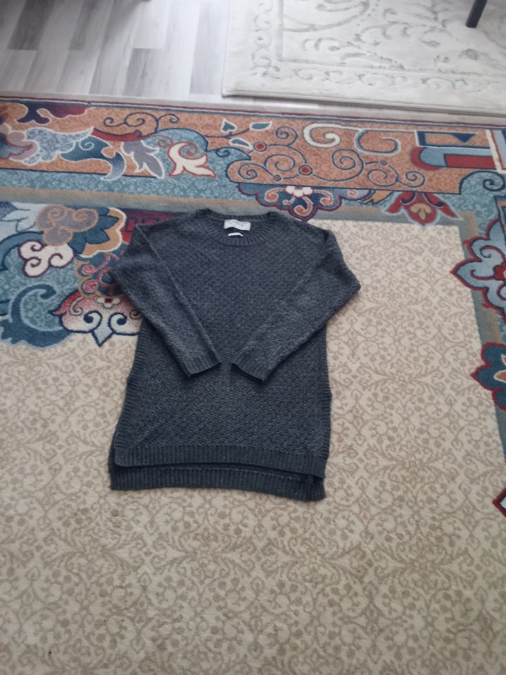 Gri Örgü Kadın Uzun Kollu Kazak - Görsel 4