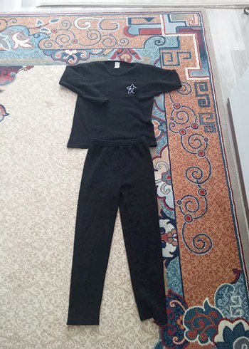 Siyah Uzun Kollu Pijama Takımı - Görsel 2