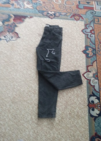 Gri Baskılı Rahat Kesim Kadın Jean - Görsel 7