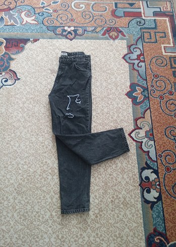 Gri Baskılı Rahat Kesim Kadın Jean - Görsel 11