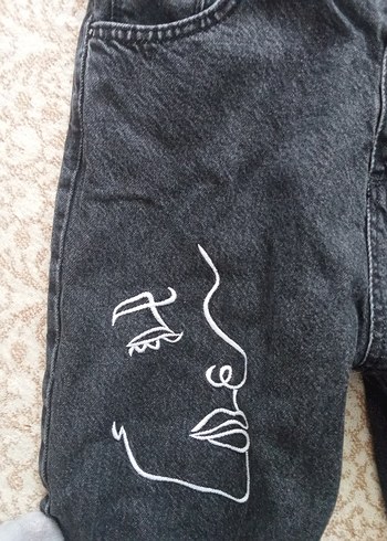 Gri Baskılı Rahat Kesim Kadın Jean - Görsel 6