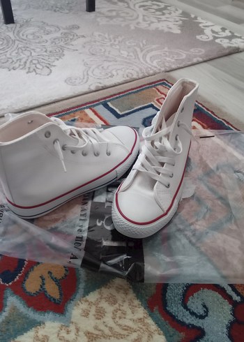 Beyaz Bağcıklı Kadın Converse Spor Ayakkabı - Görsel 8