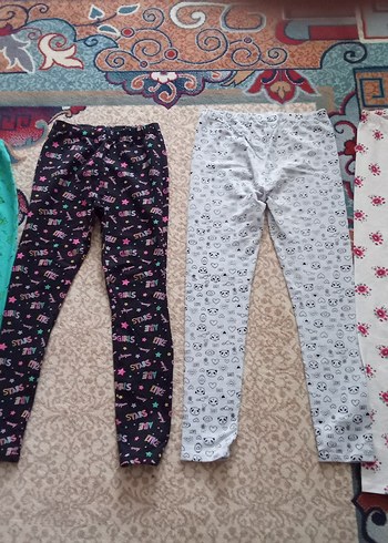 Renkli Pamuklu Kız Çocuk Taytları, Bol Kesim - Görsel 5