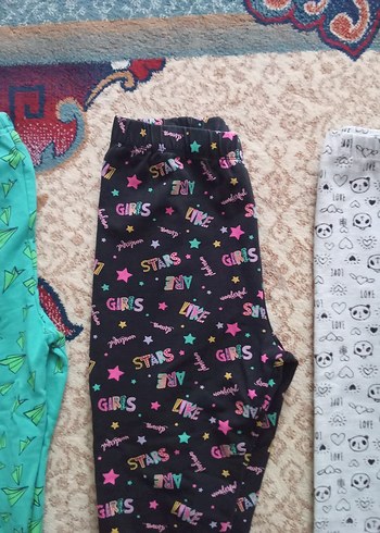 Renkli Pamuklu Kız Çocuk Taytları, Bol Kesim - Görsel 9