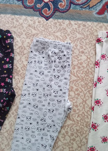 Renkli Pamuklu Kız Çocuk Taytları, Bol Kesim - Görsel 8